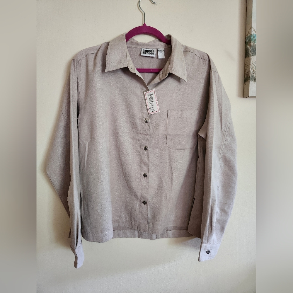 Chicos Designs long sleeve top suede feel size 2 XL NWT